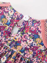 Pink Floral Petals Collar Girl Bloomer Set