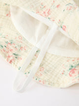 Muslin Summer Floral Print Smocked Baby Girl Romper Set Hat