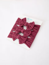 Three Little Tots Baby Girl Bow Headband Same Color 3 Piece Set, additional product photo