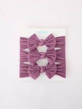 Three Little Tots Baby Girl Bow Headband Same Color 3 Piece Set, in Purple