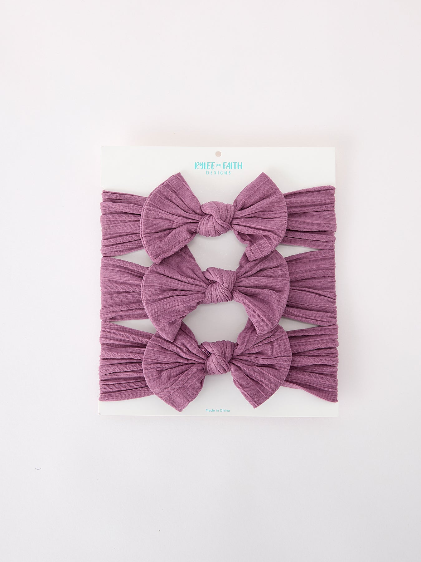 Three Little Tots Baby Girl Bow Headband Same Color 3 Piece Set, in Purple