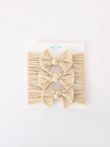 Three Little Tots Baby Girl Bow Headband Same Color 3 Piece Set, in Ivory