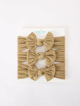 Three Little Tots Baby Girl Bow Headband Same Color 3 Piece Set, in Khaki