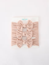 Three Little Tots Baby Girl Bow Headband Same Color 3 Piece Set, in Nude Pink