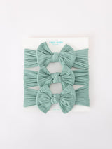 Three Little Tots Baby Girl Bow Headband Same Color 3 Piece Set, in Sage Green