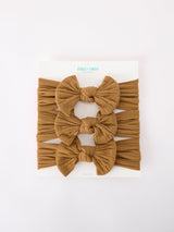 Three Little Tots Baby Girl Bow Headband Same Color 3 Piece Set, in Orange
