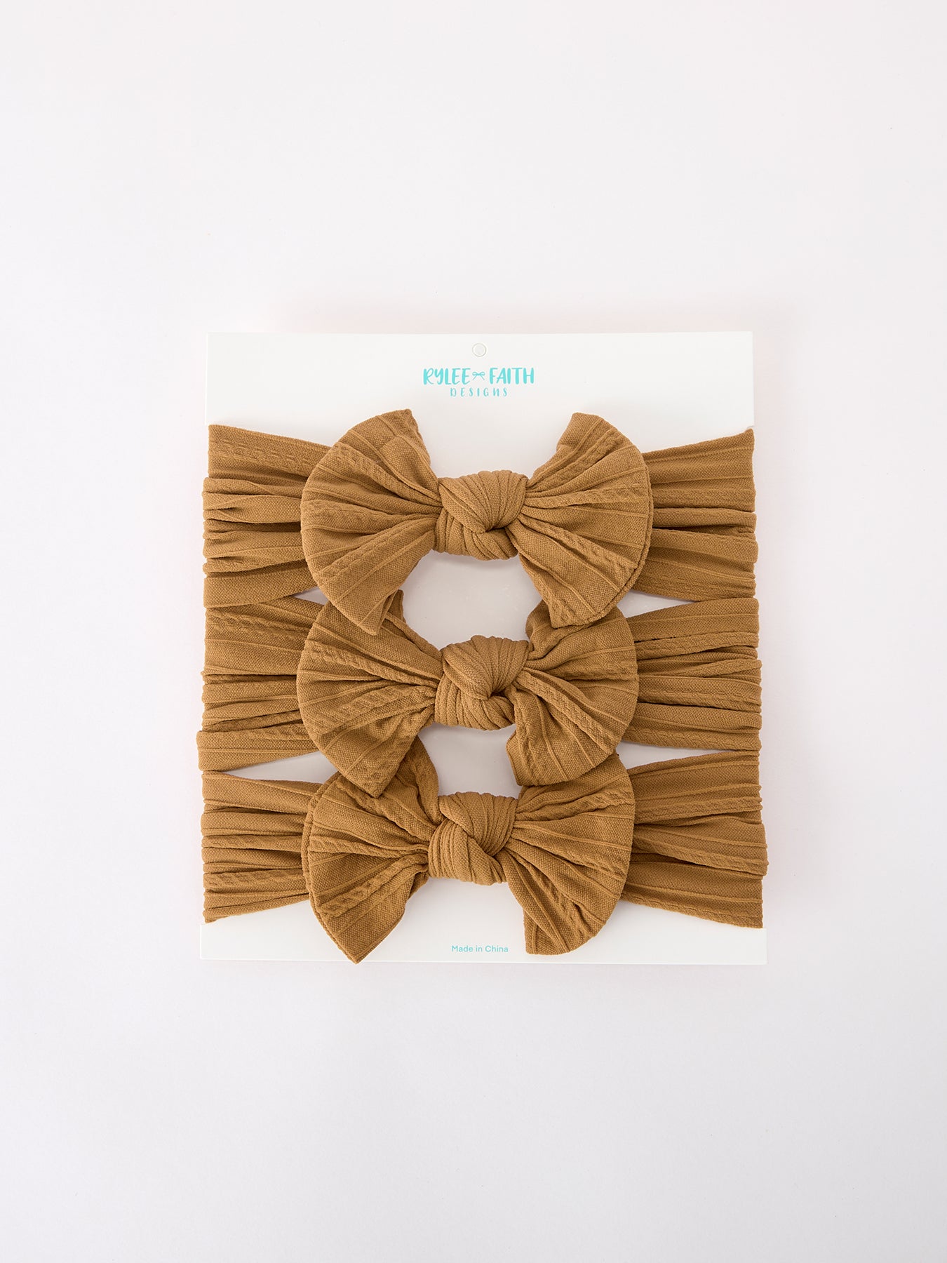 Three Little Tots Baby Girl Bow Headband Same Color 3 Piece Set, in Orange
