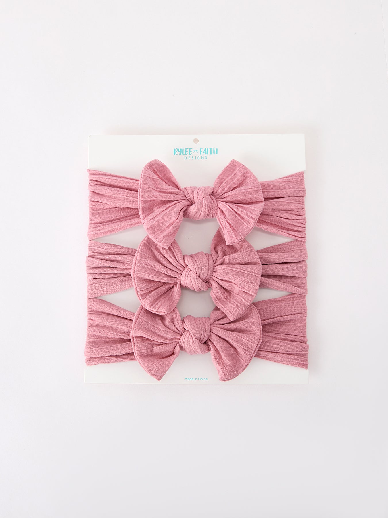 Three Little Tots Baby Girl Bow Headband Same Color 3 Piece Set, in Pink