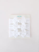 Three Little Tots Baby Girl Bow Headband Same Color 3 Piece Set, in White