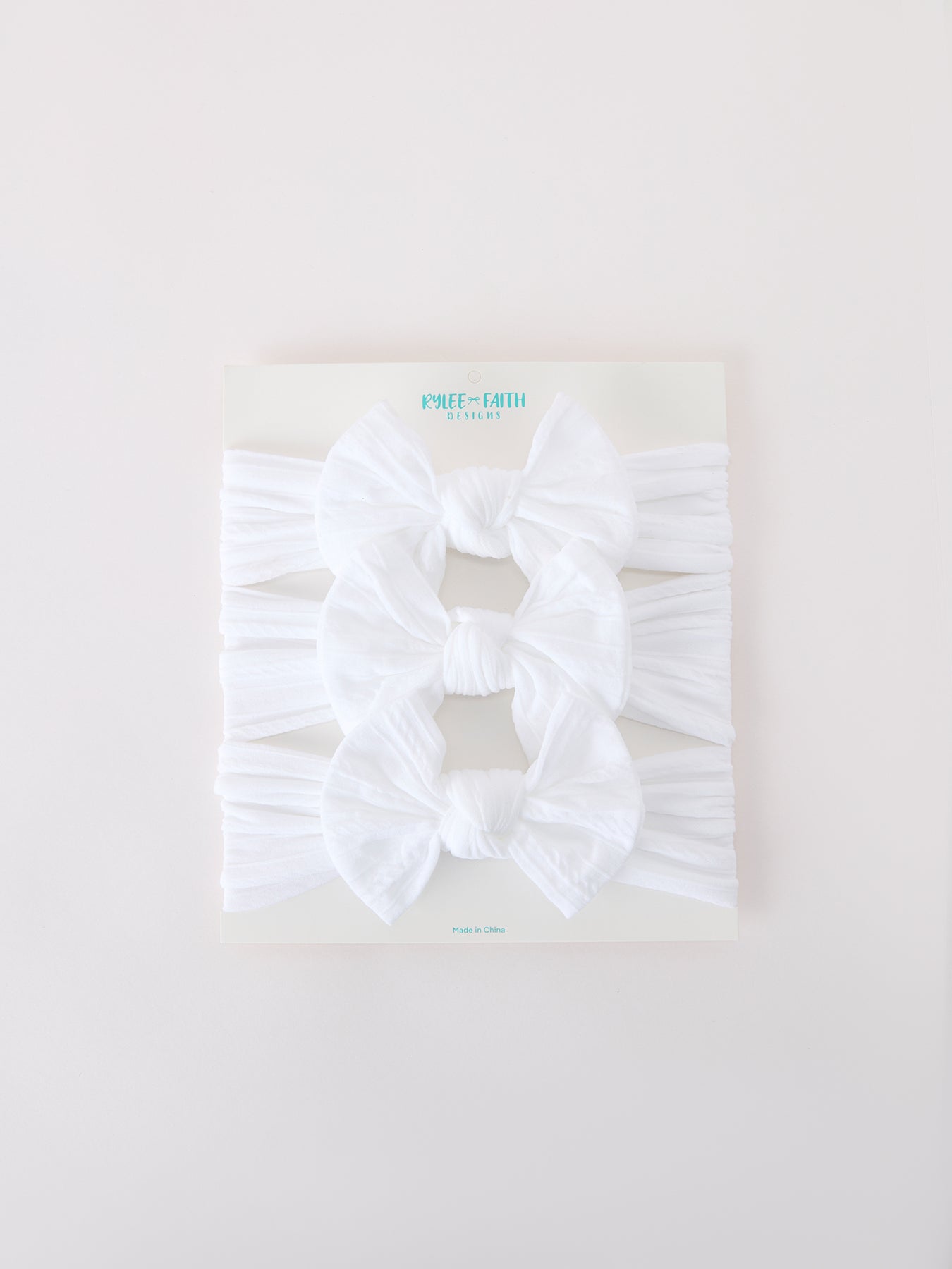 Three Little Tots Baby Girl Bow Headband Same Color 3 Piece Set, in White