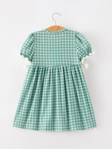 Western Plaid Horse Embroidered Girl Dress