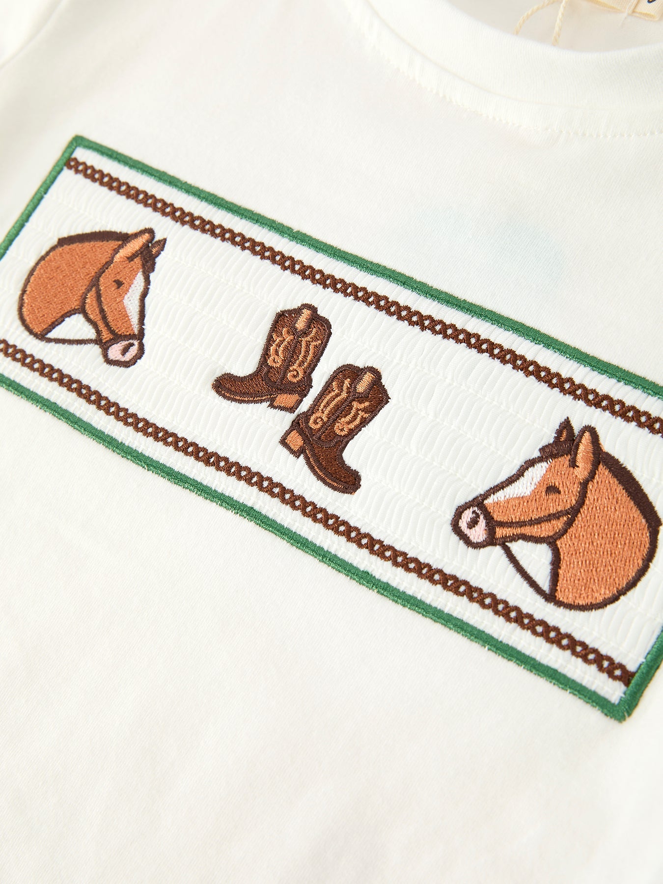 Three Little Tots Western Plaid Horse Embroidery Boy Pants Set, third additional photo
