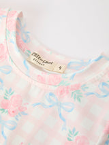 Bow Floral Girl Short Set Scallop Hem