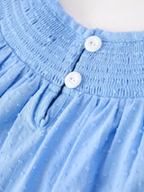 Blue Fall Thanksgiving&Halloween Pumpkin Smock Embroidery Lace Baby Girl Dress