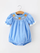 Three Little Tots Halloween Thanksgiving Pumpkin Smocked Bubble Romper, supplementary photo