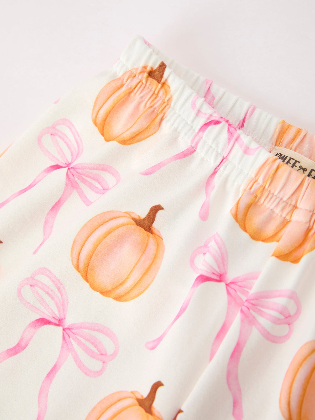 Three Little Tots Halloween Thanksgiving Pumpkin Bow Fur Pajama Set, second additional photo