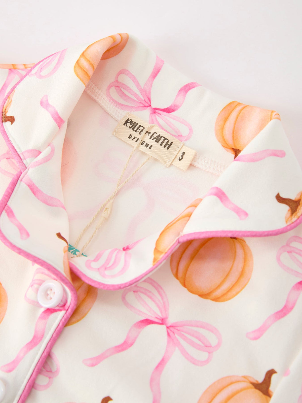 Three Little Tots Halloween Thanksgiving Pumpkin Bow Fur Pajama Set, third additional photo