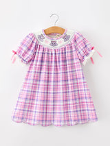 Halloween Plaid Bat Smocked Girls Dress