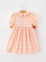 Three Little Tots Halloween Pumpkin Plaid Bow Girls Dress, additional product photo