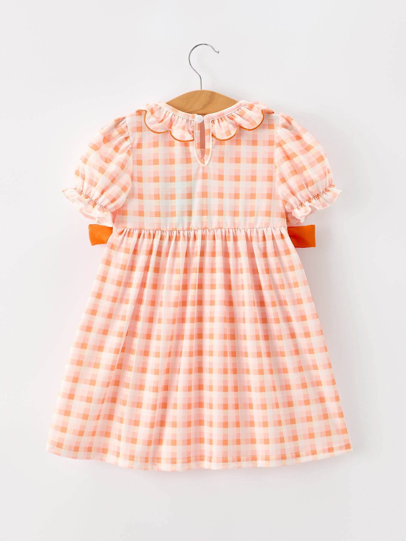 Three Little Tots Halloween Pumpkin Plaid Bow Girls Dress, additional product photo