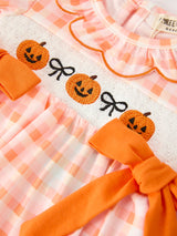 Three Little Tots Halloween Pumpkin Plaid Girls Bloomer Set, alternate angle