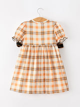 Halloween Plaid Smocked Girls Dress