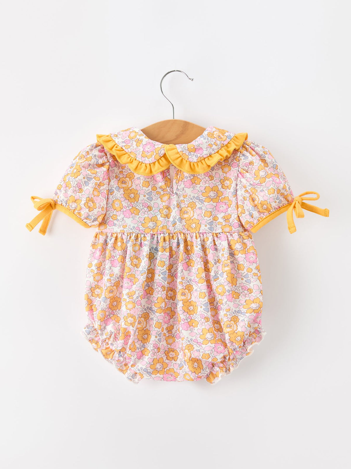 Three Little Tots Halloween Pumpkin Floral Baby Bubble Romper, additional product photo