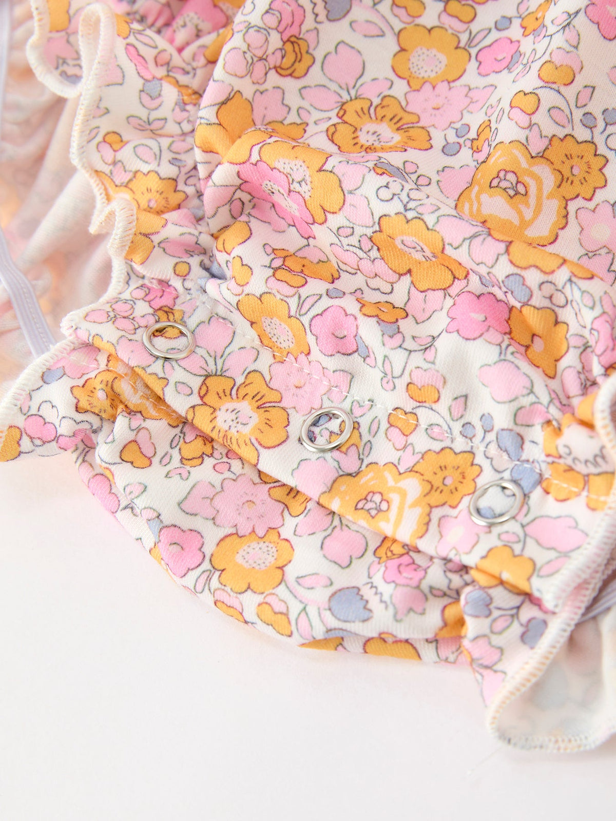 Three Little Tots Halloween Pumpkin Floral Baby Bubble Romper, additional view