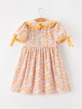 Three Little Tots Halloween Pumpkin Floral Girls Dress, additional product photo