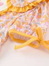 Three Little Tots Halloween Pumpkin Floral Girls Dress, additional view