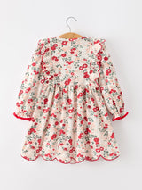 Fall Floral Bow Girls Twirl Dress