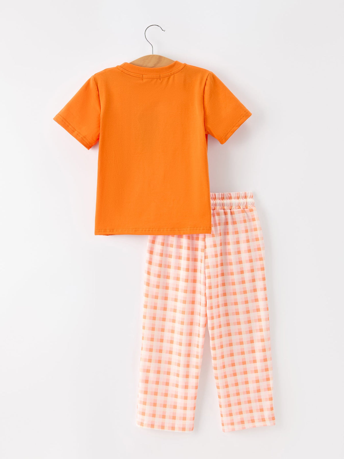 Three Little Tots Halloween Pumpkin Plaid Boys Pants Set, additional product photo