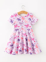 Three Little Tots Dinosaur Heart Twirl Girls Dress Short Sleeves, additional product photo