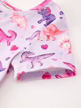 Three Little Tots Dinosaur Heart Twirl Girls Dress Short Sleeves, additional view