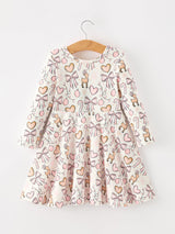 Three Little Tots Pink Bow Reindeer Candy Cane Girls Twirl Dress, additional product photo
