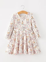 Three Little Tots Pink Bow Reindeer Candy Cane Girls Twirl Dress