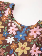 Fall Floral Twirl Girls Dress Short Sleeve
