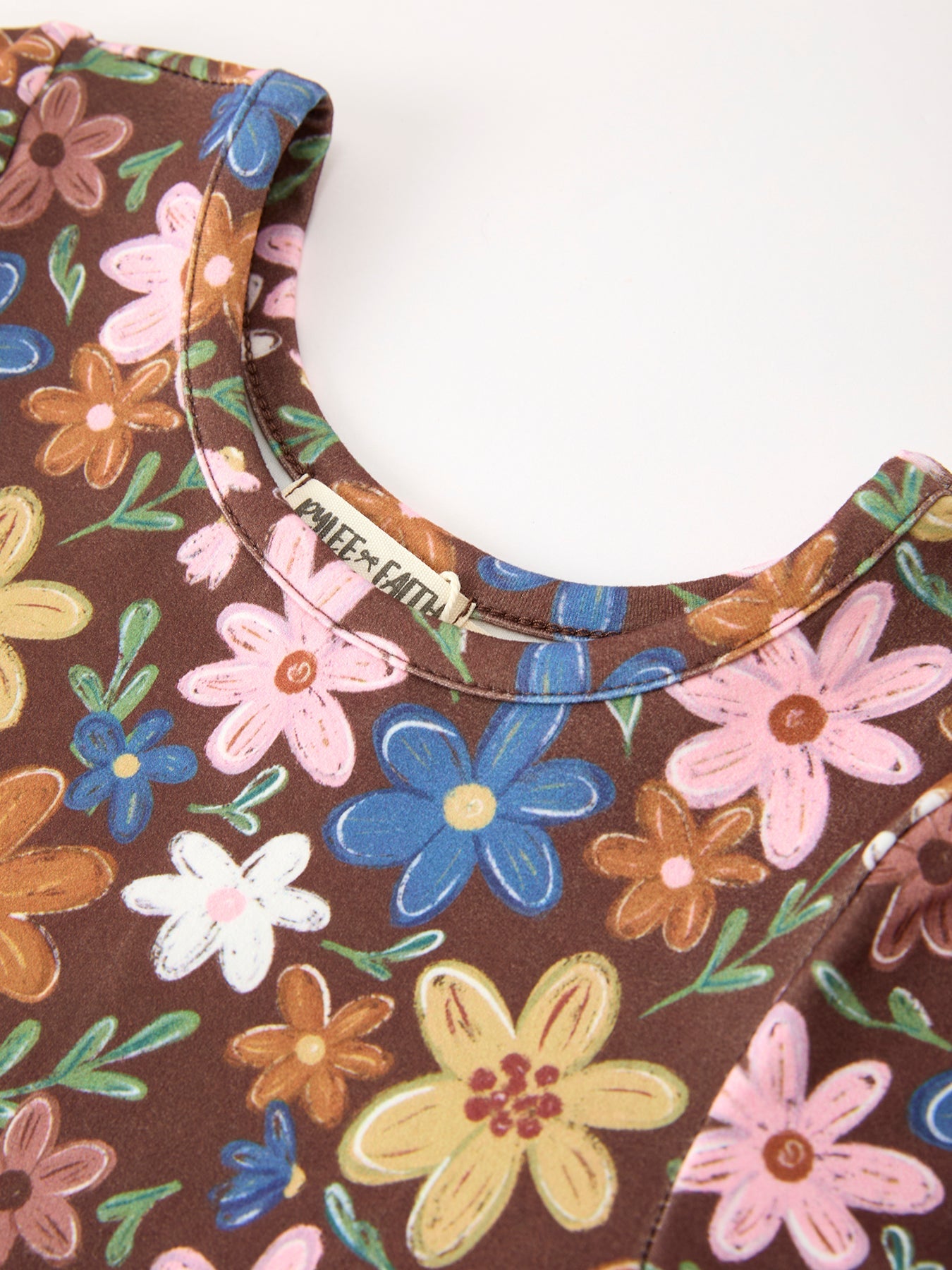 Fall Floral Twirl Girls Dress Short Sleeve
