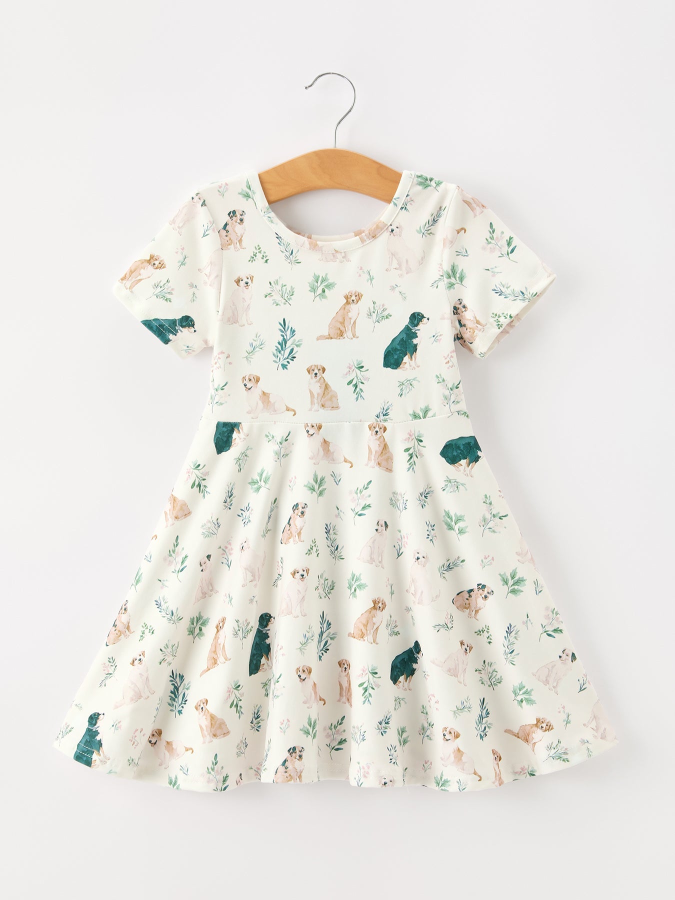 Three Little Tots Puppy Floral Twirl Girls Dress