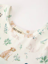 Three Little Tots Puppy Floral Twirl Girls Dress, alternate angle