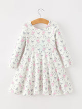 Three Little Tots Fall Ballet Bow Girls Long Sleeve Twirl Dress, additional product photo