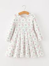 Three Little Tots Fall Ballet Bow Girls Long Sleeve Twirl Dress