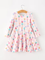 Three Little Tots Fall Colorful Ballet Character Girls Long Sleeve Twirl Dress, additional product photo