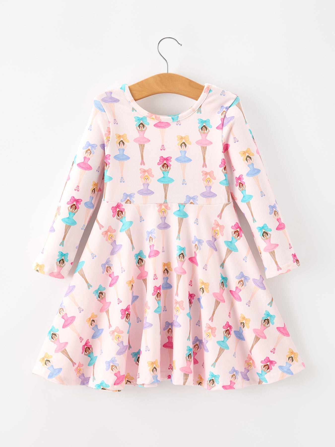Three Little Tots Fall Colorful Ballet Character Girls Long Sleeve Twirl Dress, additional product photo