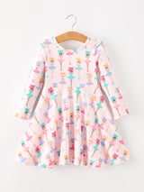 Three Little Tots Fall Colorful Ballet Character Girls Long Sleeve Twirl Dress