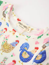 Fall Farm Chicken Print Girls Ruffle Hem Twirl Dress