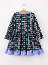 Three Little Tots Big Sister Rainbow Letter Print Girls Ruffle Hem Dress, additional product photo