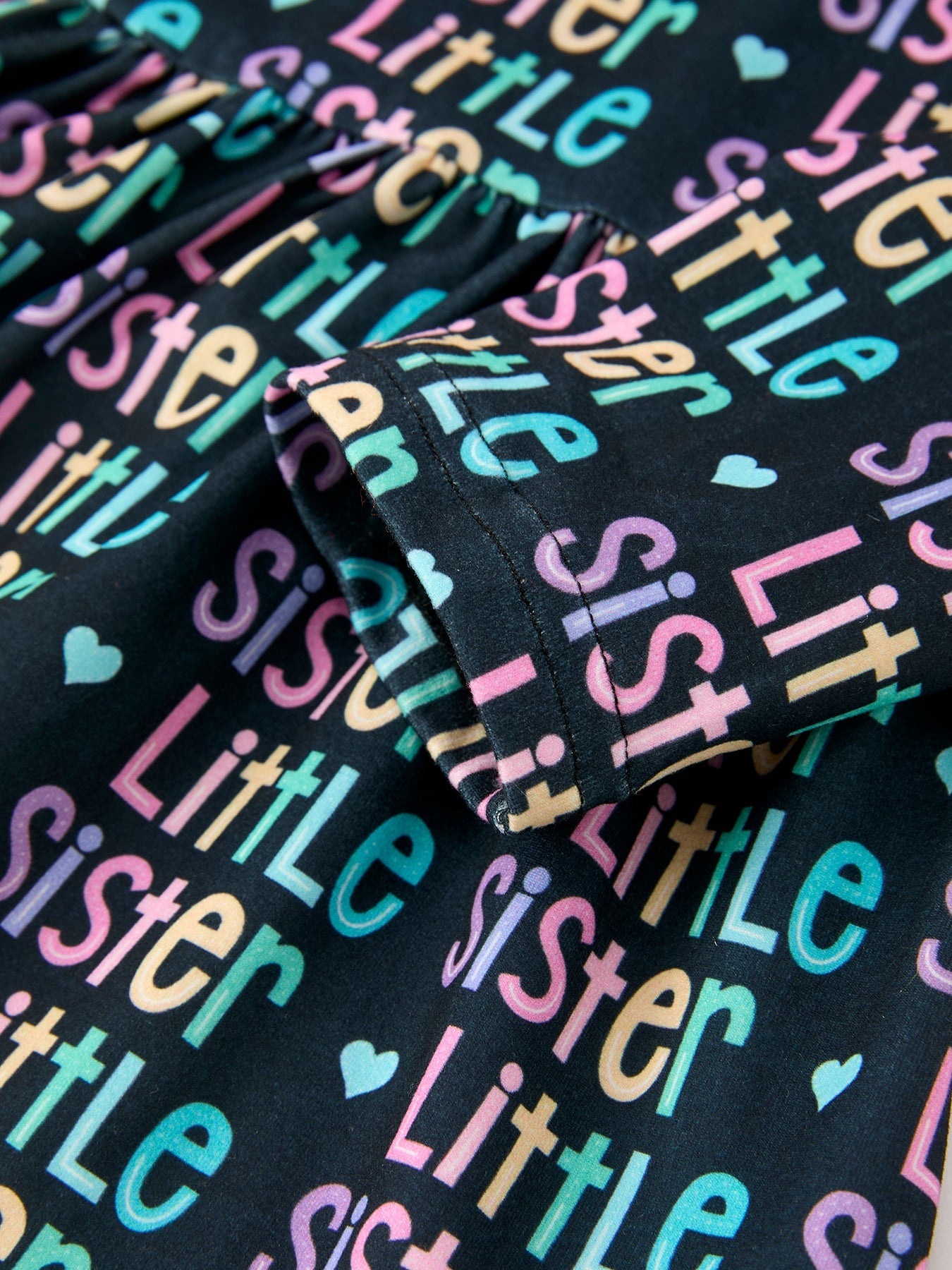 Three Little Tots Little Sister Rainbow Letter Print Girls Ruffle Hem Dress, additional view