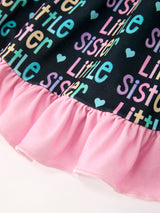 Three Little Tots Little Sister Rainbow Letter Print Girls Ruffle Hem Dress, extra product detail
