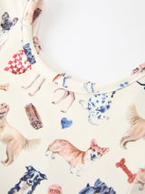 Fall Dog Print Girls Long Sleeve Twirl Dress